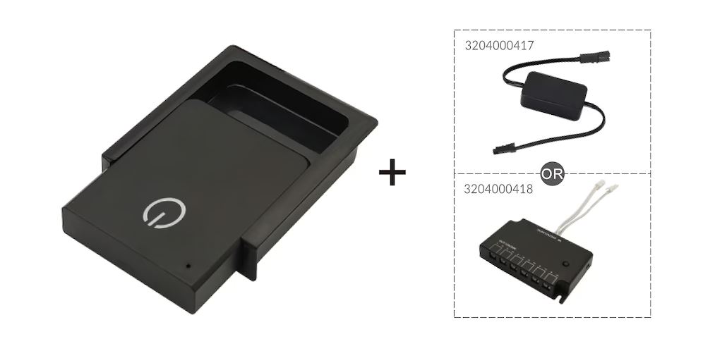 NÁBYTKOVÝ DOTYKOVÝ BEZDRÁTOVÝ OVLADAČ MINI/DESIGN - 2v1 - DIM+IR DVEŘNÍ SPÍNAČ, ČERNÝ, 12V/24V